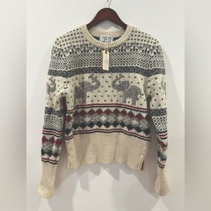Thom Browne season icon elephant fair isle crew neck pullover in mohair tweed